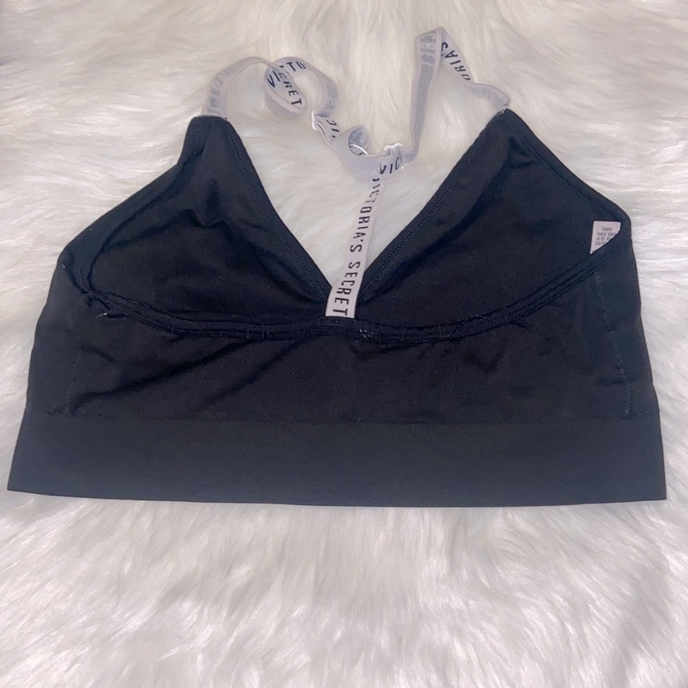 Victoria’s Secret black logo straps bralette sports bra size XL extra large - Picture 3 of 7